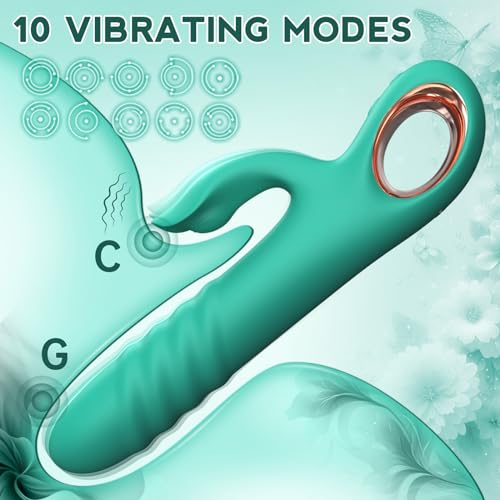 Image of Thrusting Vibrator Sex Toy for Women - G Spot Vibrator Clitoral Stimulator Dual Rabbit Dildo Vibrator with 10 Powerful Vibration 10 Thrust Modes, Adult Toy for Women