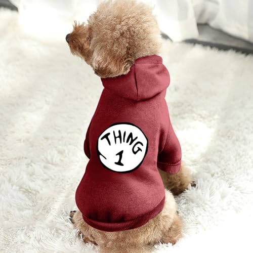 Dog Hoodie Pet Clothes for Small Dogs Thing 1 Printed Hoodies Medium Puppy Hooded Sweatshirt Pullover Outfit(Wine Red,M) - Image 7