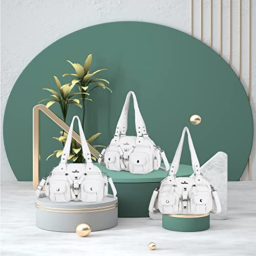 Image of Angel Kiss Hobo Crossbody Purses for Women Shoulder Bag Multipocket Soft Hobo Purses Removable Strap Leather Handbags