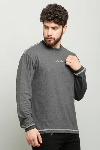 Image of ALMUDA Full Sleeve Round Neck Pure Cotton Printed Graphic Plain Solid Branded Longsleeve Fullhand T-Shirts for Men Stylish