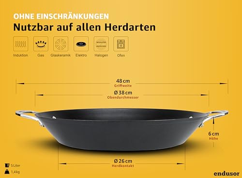 Foto von endusor Paella Pfanne Induktion (Ø38cm) für 6-8 Personen, für Dein Zuhause