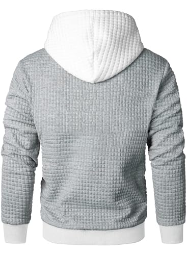 Leidowei Men's Casual Pullover Hoodies Plaid Jacquard Long Sleeve Hooded Sweatshirts3