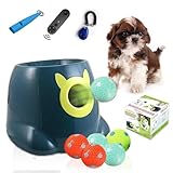 JolyBay Auto Small Dog Ball Thrower for Small & Medium Dogs | Remote Control Launcher Toy with 6 Balls & Accessories – Indoor & Outdoor Use | Dual Power Options – Super Blue