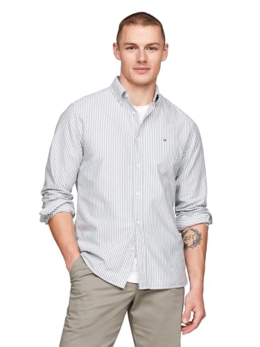 Image of Tommy Hilfiger Men's Long Sleeve Oxford Shirts in Regular Fit, Men's Button Down Shirts, Also Available in Big and Tall