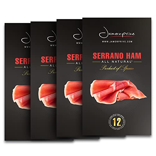 Iberico Ham Acorn-Fed Bellota 100% Pure Breed (Shoulder) Bone In 9.5-11Lb + Ham Stand + Knife & Spanish Serrano Ham Sliced Dry-Cured (12Oz) - Cured Spanish Jamon - Gmo & Gluten Free #TOP4