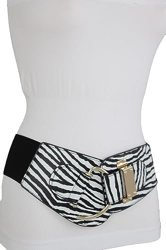 TrendyFashionJewelry Women Wide Belt Hip High Waist Gold Metal Hook Buckle L XL Animal Print Zebra Black4