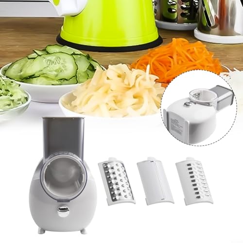 Yuanpgky Rotary Slicer for Vegetables and Cheese, 3-in-1 Electric Automatic Chopper with, ABS/PP Material, Button Operation, Compact Design with Blade(white) - Image 3