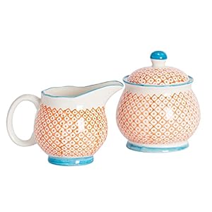 Nicola Spring Handgedrucktes Milch- und Zuckerset 300ml