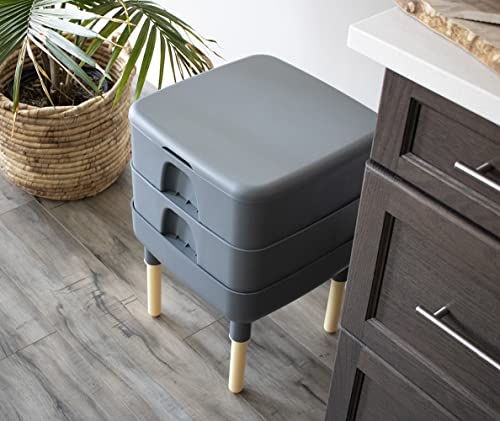 Image of FCMP Outdoor - The Essential Living Composter, 2-Tray Worm Vermicomposter Bin (HF-LC4000v2-GRY) Grey