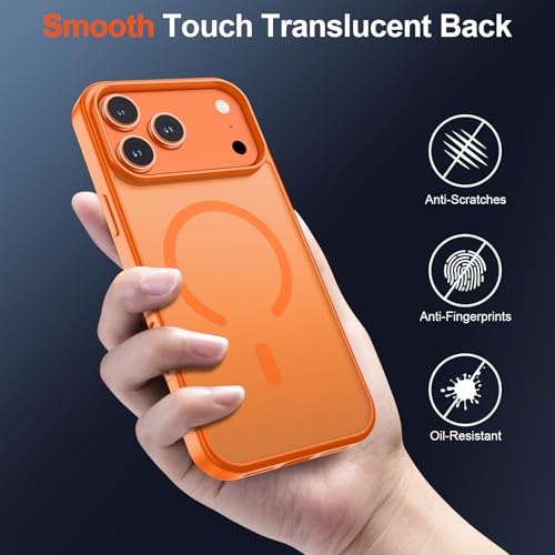 Image of SUPFINE Magnetic for iPhone 17 Pro Max Case (Compatible with MagSafe)(Military Grade Drop Protection) Translucent Matte Shockproof Phone Cover,Starry Orange