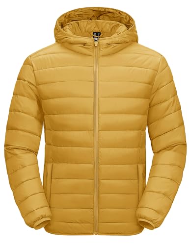 MAGCOMSEN Mens Down Jacket Puffer Lightweight Winter Warm Bubble Coat Quilted Lined Insulated Casual Packable Hooded Padded Jacket