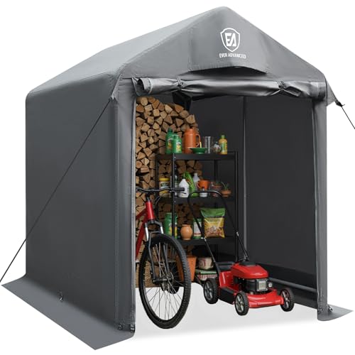 EVER ADVANCED Gerätezelt 120x180x165cm, Gerätehaus 3000MM Wasserdicht Zeltgarage mit 2 Belüftungsöffnungen, Geräteschuppen Fahradgarage Fahrradschuppen Aufbewahrungsgarage Allzwecküberdachung, Grau