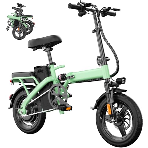 Electric Bike for Teens, 14" Folding Ebike with 500W Peak