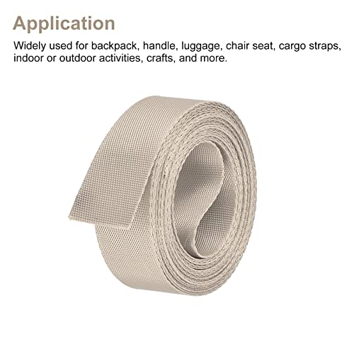 Image of MECCANIXITY Flat Nylon Webbing Strap 1 Inch 4 Yards Champagne for Backpack, Cargo Strap, Luggage-rack