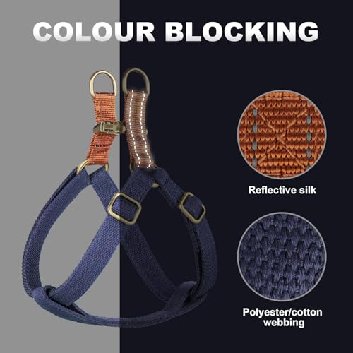 Image of Didog Step in Dog Harnes for Medium Dogs, Dark Blue, M, Chest 19-28 inch