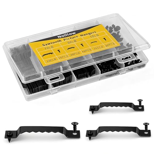 Sawtooth Picture Hangers 60 Pack Small Medium & Large Picture Frame Hangers with Matching Screws & Storage Box Complete Picture Hanging Kit & Picture Hanging Hardware for Frames Canvas & Mirrors