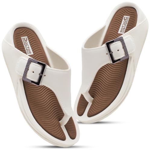 Image of DOCTOR HEALTH SUPER SOFT Women's Orthopedic Toe Ring Sandals | Adjustable Buckle Comfort Flip Flops | Soft Cushioned Lightweight Anti-Skid Everyday Wear Slippers for Women