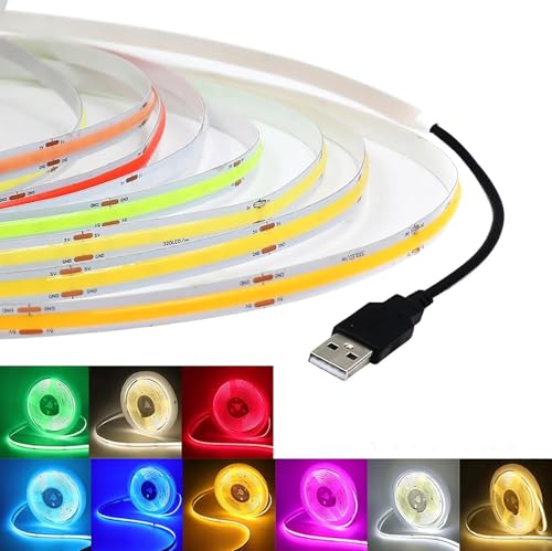 Tira Led COB USB 5V 300 LEDs Flexible 1M Amarillo miniatura 1