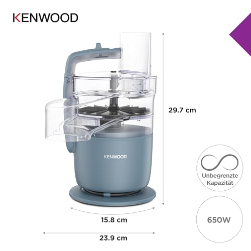 Kenwood MultiPro Go FDP22.130GY, Kompakt-Küchenmaschine nur 30cm hoch, zum Schneiden, Reiben...