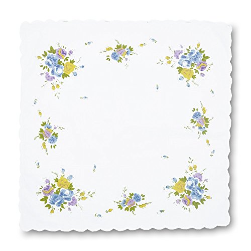 Gb Women's 100% Cotton Handkerchiefs Assorted With Wavy Edge And Print Floral 12 Pieces #TOP3