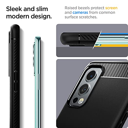 Image of Spigen Rugged Armor | OnePlus Nord2 5G Case [Air Cushion Protection] [Flexible] OnePlus Nord2 5G Back Cover | TPU - Matte Black