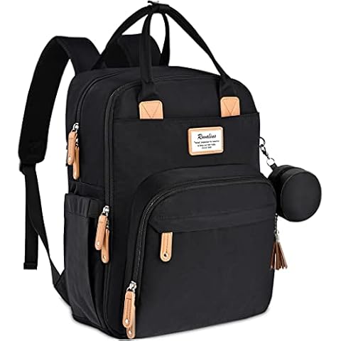 RUVALINO Baby Wickelrucksack, Multifunktional Wickeltasche Reise Rucksack Große Kapazität Babytasche mit Wickelunterlage, Wasserdicht Stoffe, Kein Formaldehyd, Passform für Kinderwage(Schwarz) Cover