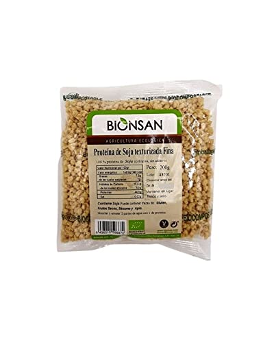 Bionsan Proteína de Soja Texturizada Fina | Producto Ecológico, Natural y Vegano| 200 gr