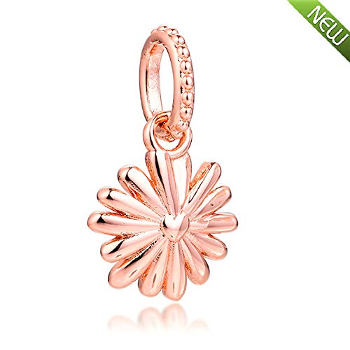 PANDOCCI 2020 Frühling Rose Pink Gänseblümchen Blume baumeln Perle 925 Silber DIY Passt für Original Pandora Armbänder Charme Modeschmuck