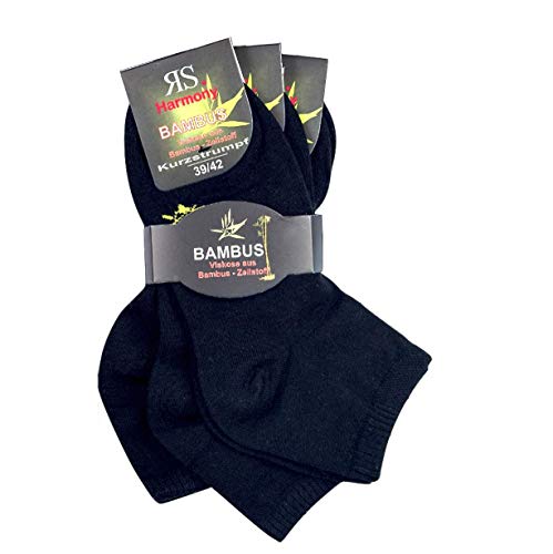 Preisvergleich Produktbild Happy Bavaria 6 Paar Bambussocken Kurzschaft Sneaker Bambus (schwarz, 35-38)