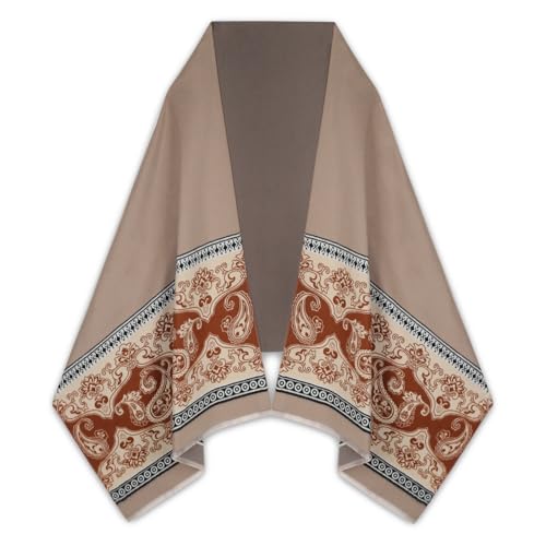 EXTREE Scarfs for Women Pashmina Silky Shawl Wrap for Evening Dressing Blanket Open Front Poncho Cape Ahs-tan-reddish Brown
