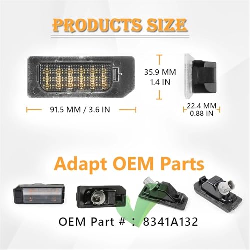 Luces matrícula LED blancas de alta intensidad 6000K para Mitsubishi Outlander Sport sin fallo 3