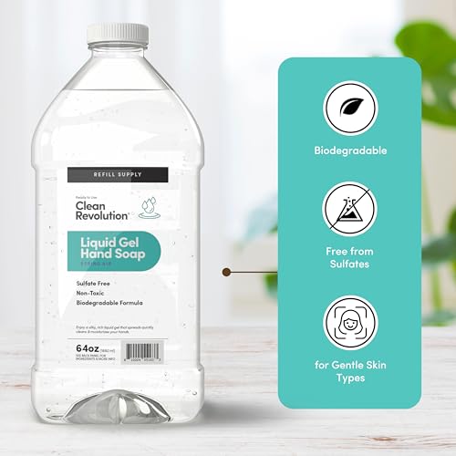 Image of Clean Revolution Liquid Gel Hand Soap Refill with Real Essential Oils - Sulfate-Free Gel Hand Wash, Moisturizing Bulk Refill, Non-Toxic Formula, Made in the USA (Spring Air) 64 Fl Oz