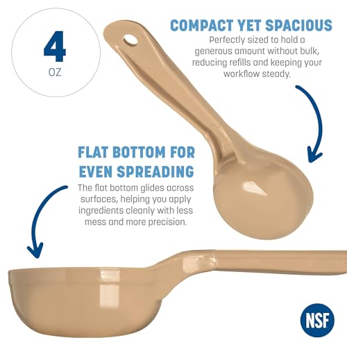 Image of Carlisle FoodService Products Measure Miser Solid Spoon Measuring Spoon with Short Handle for Kitchens, Plastic, 4 Ounces, Beige