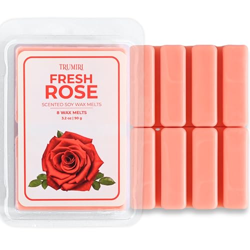 TRUMIRI Fresh Rose Scented Wax Melts - Made with Non Toxic Soy Wax and Essential Oils - Long Lasting Strong Scent Pet Safe Floral Candle Wax Cubes Tarts for Warmers