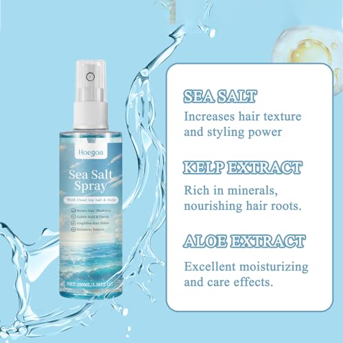 Sea Salt Spray Hair Men,Based Sea Salt Spray,Salzwasserspray Haare,100 Ml Salzspray für Haare,Verdickendes,Volumenstrukturiertes Haarstyling,Bietet Glanzschutz,Geeignet für Männer und Frauen