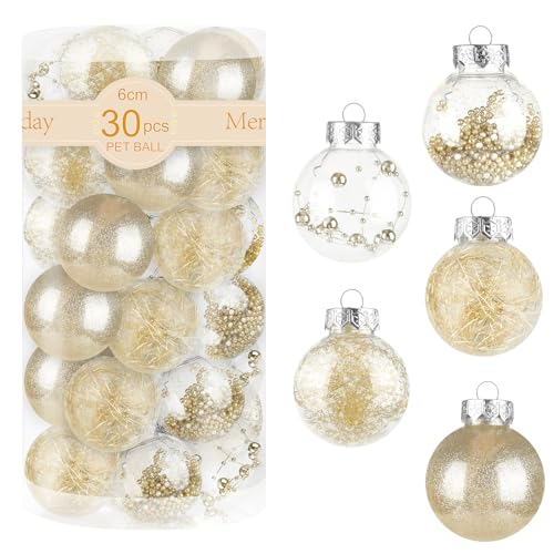 60MM236-Clear-Plastic-Christmas-Ball-Ornaments-30pcs-Shatterproof-Champagne-Christmas-Decorations-Christmas-Ornaments-Set-for-Xmas-Tree-Decorations-Wedding-Holiday-Party-Home-Decor
