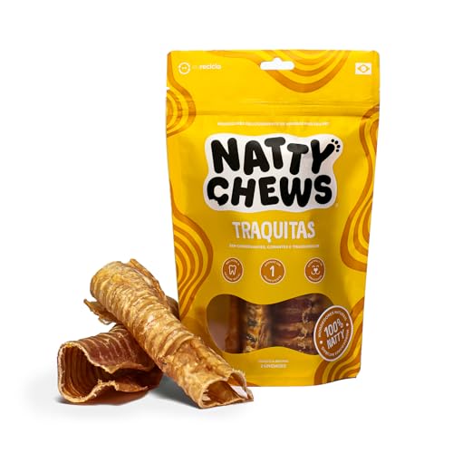 Mordedor Traqueia Bovina Desidratada Para Cães Traquitas Natty Chews - 2 Unidades