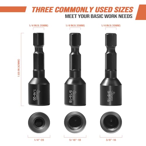 Swozzto 1/4"-20,3/8"-16, 5/16"-18 Hanger Bolt Driver 3 Pcs,Hanger Bolt Install Tool With 1/4 Hex Shank,Suitable For Double-Headed Screws thumb #1