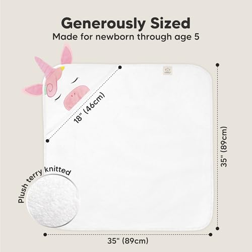 Image of KeaBabies Hooded Baby Towel for Newborn, Baby Bath Towels (Unicorn, 35x35) | Viscose Derived from Bamboo, Large Baby Towels with Hood, Boys, Girls, Toddler, Soft Absorbent Baby Bath Essentials