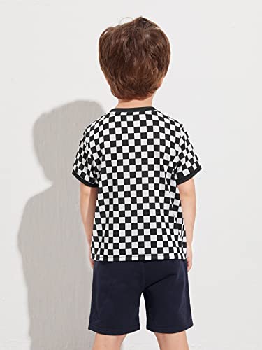 WDIRARA Toddler Boy's Plaid Short Sleeve Round Neck T Shirt Checkered Tops2