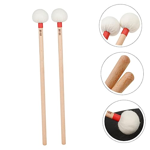Par de baquetas profesionales para percusión con mango de madera y cabeza de fieltro miniatura 2