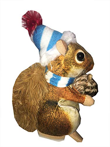 Animated Plush Squirrel with Santa Hat - Sings Dances Getting Nutting for Christmas with Squirrel Ornament Bundle (2 Items)