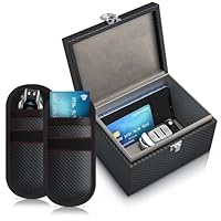 CSL - Keyless Go Schutz Box - NFC RFID Faraday Box, Abschirmung Blocking Autoschlüssel, inkl. 2X Schlüsselstaschen Hüllen - Safe Box gegen Cyber Kriminalität und Hackerangriffen