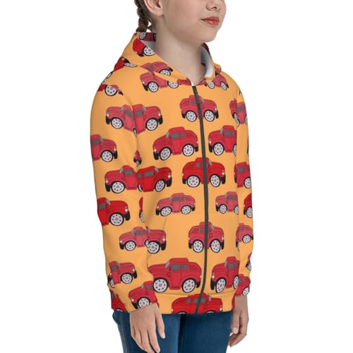 Red Cars Kids Pullover Hoodies Boys Zip Up Sweatshirts Girls Athletic Clothes with Pocket4