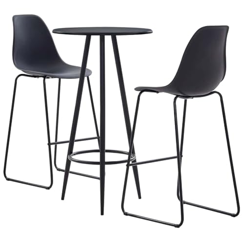Mesa de bar de 60 cm y 2 taburetes negros para comedor