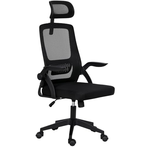 Altaudia Silla de Escritorio y Oficina de Trabajo - Ergonómica Ajustable y Reclinable - Reposabrazos móviles, Cabezal, Reposacabezas, Función de Inclinación, Silla Giratoria, Soporte Lumbar, Negro