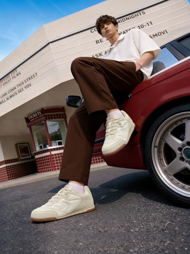Image of The Souled Store Kanso ZE Zen Edition : Men and Boys Low Top Sneakers with Premium Microfibre Suede and PU Upper and Cushioned Footbed and Brown Gum Outsole and Lace Up Support