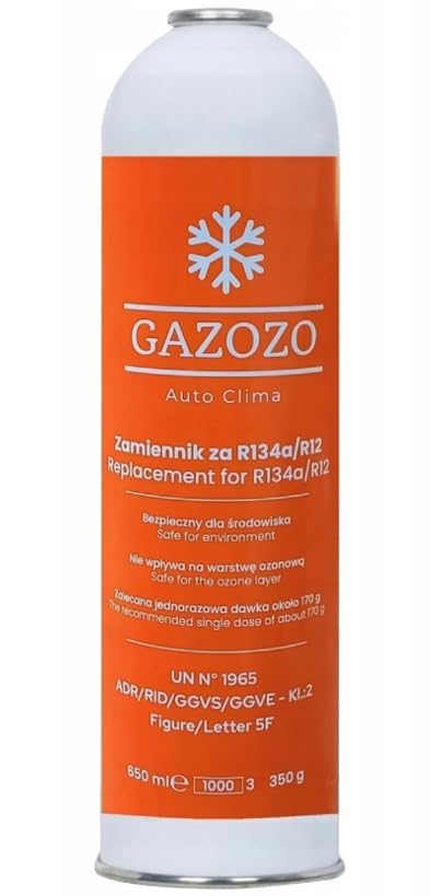 Auto Clima Czynnik Chłodniczy 650ml – Duża Butla Zamiennik R134a/R12 do Samochodowej Klimatyzacji – Ekologiczny Gaz