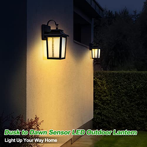 Filiyano Led Dusk To Dawn Outdoor Wall Lantern With Sensor - Exterior Porch Lighting Fixtures, Black Outside Wall Mount Sconce With 13W 3000K For House Garage, Doorway Garden Patio thumb #1