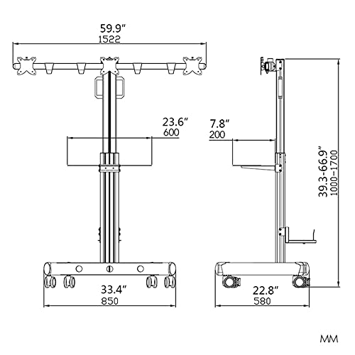 Soporte móvil para triple monitor para TV, ajuste piso miniatura 2